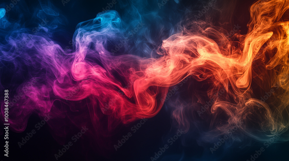 Colorful Smoke with Red and Blue Gradient Flowing in an Abstract Swirl Colorful Smoke with Red and Blue Gradient Flowing in an Abstract Swirl