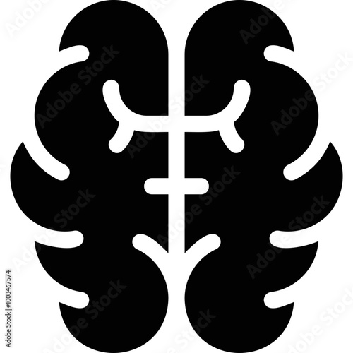 Simple vector icon brain, hemisphere