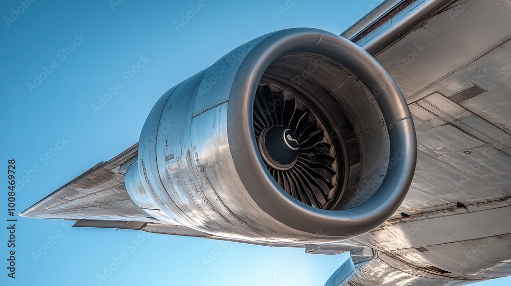 Close-up of an aircraft jet engine. Close-up of an aircraft jet engine.