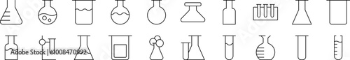 Laboratory Bulbs Set of Thin Icons. Editable Stroke. Suitable for Web Sites, Books, Cards, Apps
