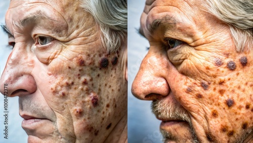 Detailed Close-Up Images of Seborrheic Keratosis on Skin Showing Characteristics and Variations photo