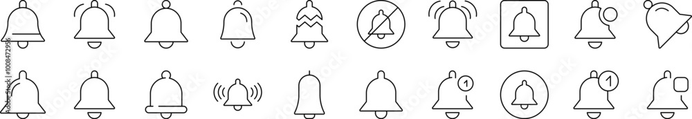Bell as Ring and Notification Icon Set for UI, Placards, Books, Apps. Editable Stroke. Suitable for Web Sites, Books, Cards, Apps Bell as Ring and Notification Icon Set for UI, Placards, Books, Apps. Editable Stroke. Suitable for Web Sites, Books, Cards, Apps