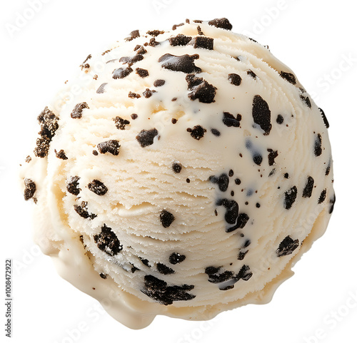 Vanilla Ice Cream Crushed Chocolate Cookies Scoop Transparent Background Cutout