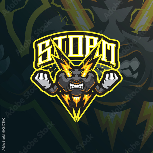 Storm mascot logo design with modern illustration concept style for badge, emblem and t shirt printing. Angry storm illustration for sport and esport team.