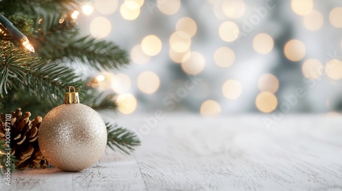 Cozy Minimalist Christmas Retreat, blurred view of an elegantly styled holiday room, featuring a clean design, inviting atmosphere, and ample free space for relaxation.