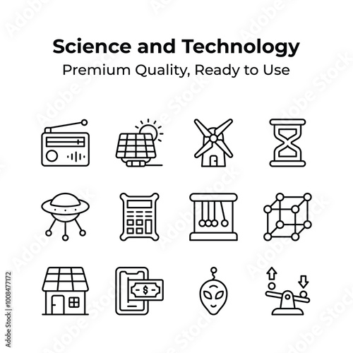 Premium quality science and technology icons in modern style