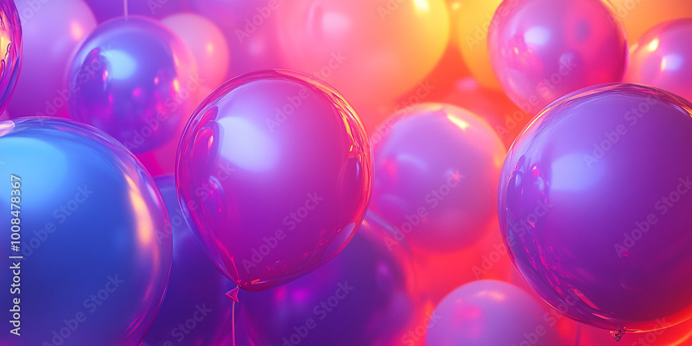 A background of numerous balloons bathed in warm light A background of numerous balloons bathed in warm light