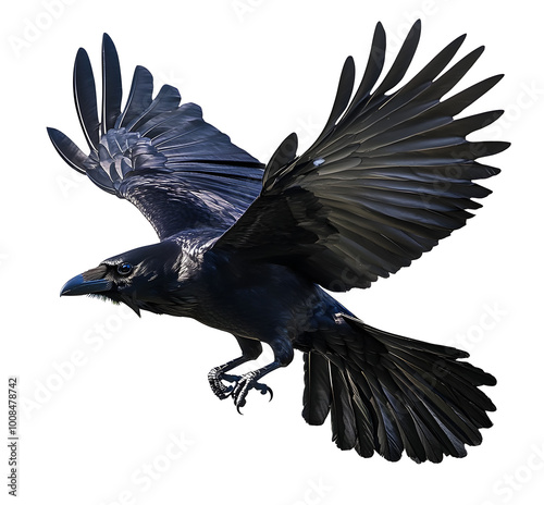 PNG Majestic black raven in flight photo