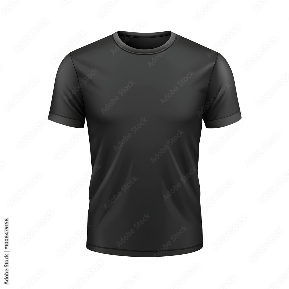 black open t shirt with round neck on transparent black open t shirt with round neck on transparent