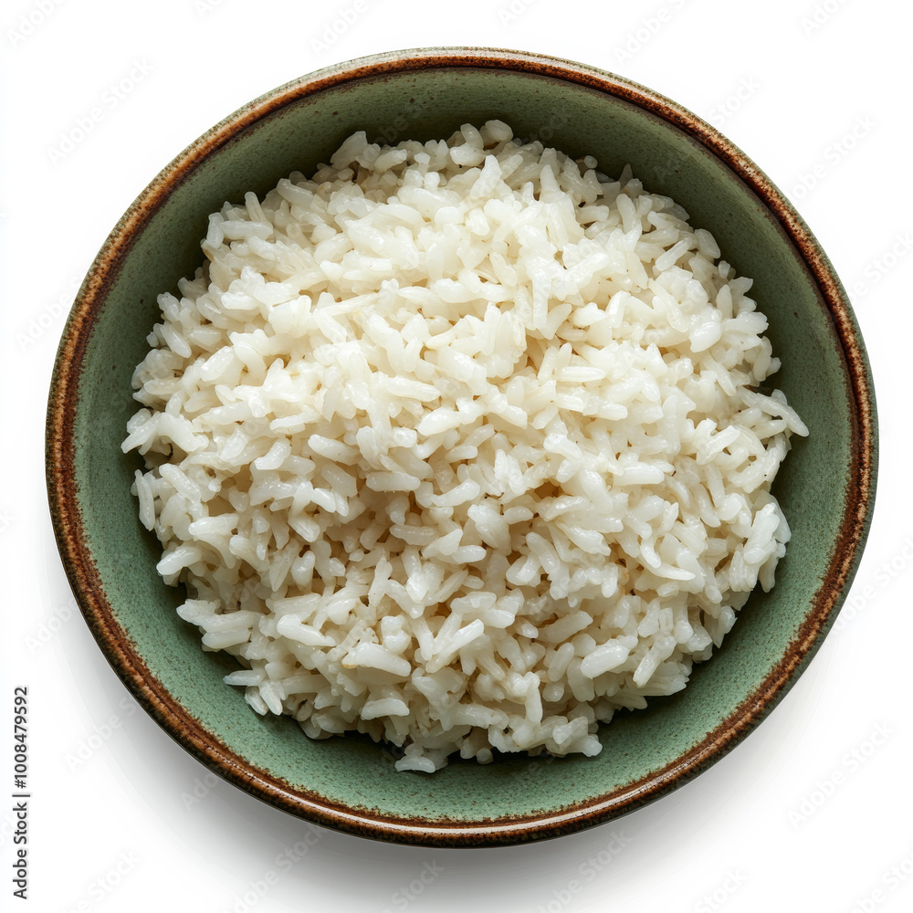 Generative ai illustration of A bowl of cooked white rice Generative ai illustration of A bowl of cooked white rice