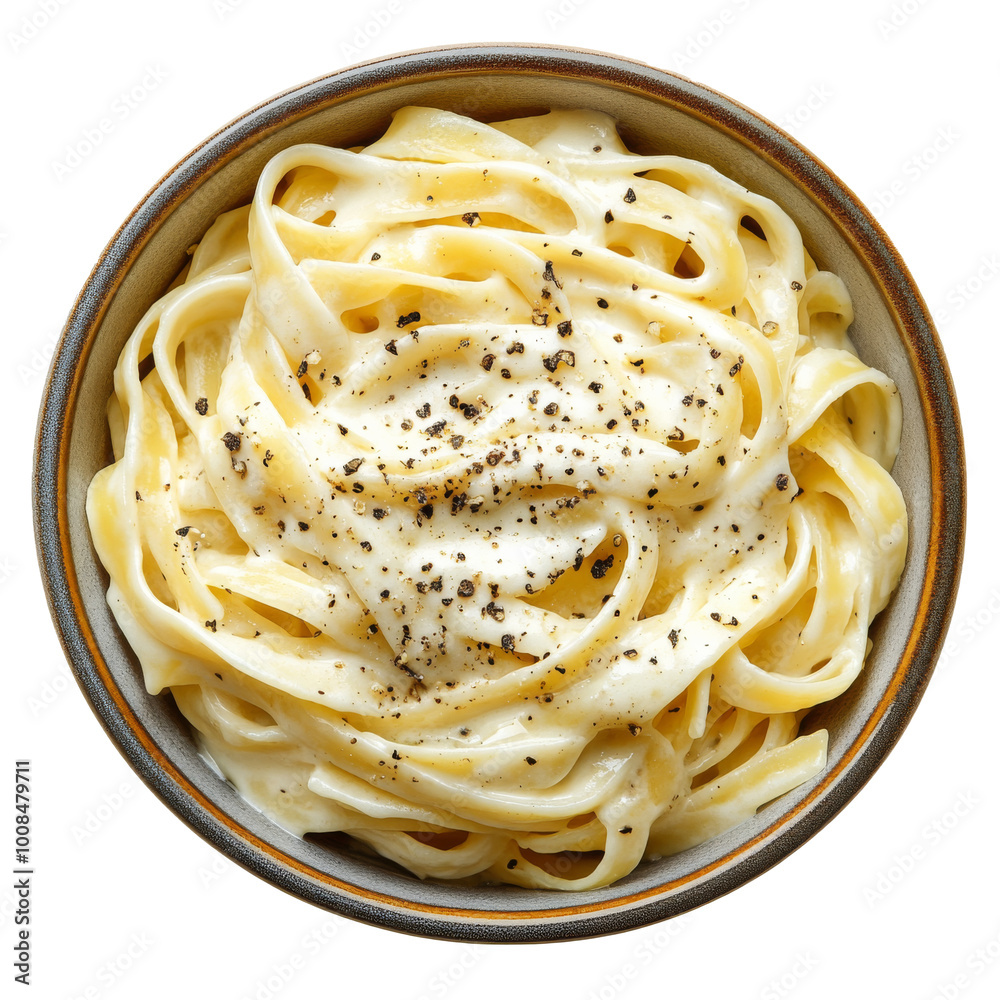 Generative ai illustration of A bowl of fettuccine pasta
