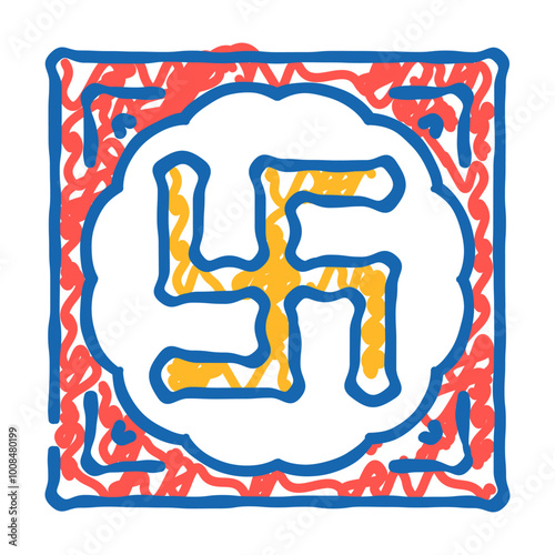swastika hinduism doodle icon sketch vector. swastika hinduism sign. isolated symbol illustration