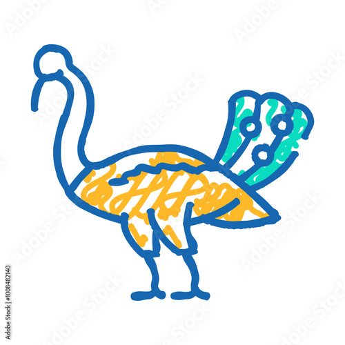 peacock vehicle kartikeya doodle icon sketch vector. peacock vehicle kartikeya sign. isolated symbol illustration