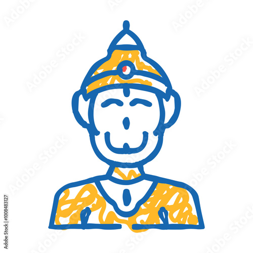 hanuman hinduism religion doodle icon sketch vector. hanuman hinduism religion sign. isolated symbol illustration