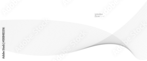 Vector abstract background with wave of flowing particles, smoke flowing light grey design, smooth and soft relaxing image.