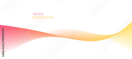 Flowing color curve shape with soft gradient vector abstract background, relaxing and tranquil art, ease and tranquil image.