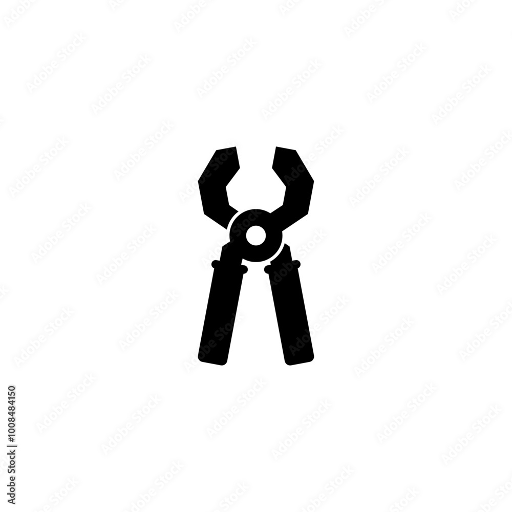 Black silhouette of a versatile tool, the pliers icon. Perfect for hardware, maintenance, and repair themes. Black silhouette of a versatile tool, the pliers icon. Perfect for hardware, maintenance, and repair themes.