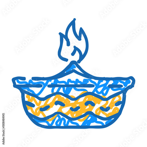 diya lamp hinduism doodle icon sketch vector. diya lamp hinduism sign. isolated symbol illustration