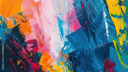 Vibrant Abstract Expressionist Painting with Bold Colors