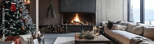 Rustic Living Room with Woo...