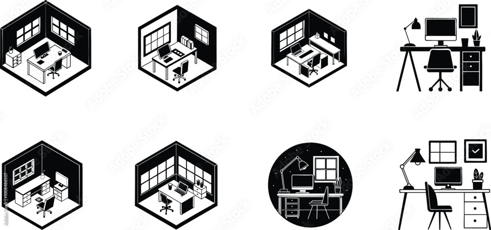 Modern office idea vector art Modern office idea vector art