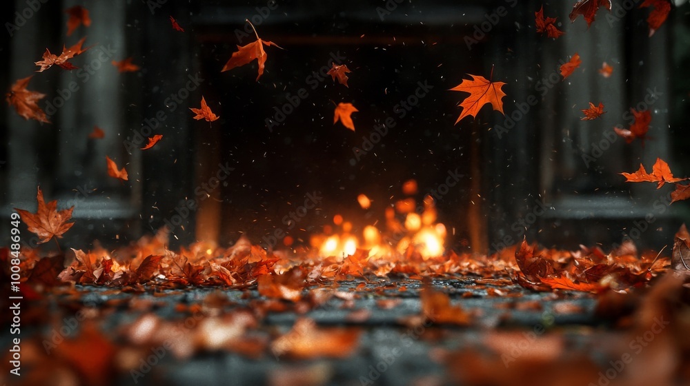 Cozy Autumn Hearth, a warm and inviting scene featuring a crackling fire, vibrant fall foliage, and a rustic mantel adorned with seasonal decorations, perfect for autumn gatherings. Cozy Autumn Hearth, a warm and inviting scene featuring a crackling fire, vibrant fall foliage, and a rustic mantel adorned with seasonal decorations, perfect for autumn gatherings.