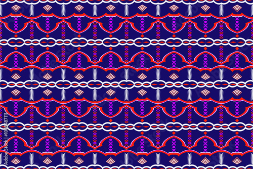Blue and Red Tribal Pattern with Arches