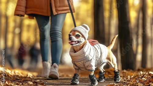 Winter Outfits for Animals: Warm Winter Outfit for Chihuahua with a Cozy Fleece Jacket, Snug Beanie, and Padded Boots, Perfect for Cold Weather Walks