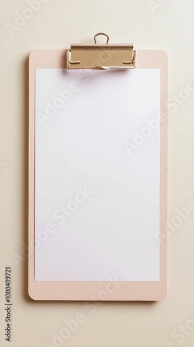 Pink Clipboard with Blank White Paper