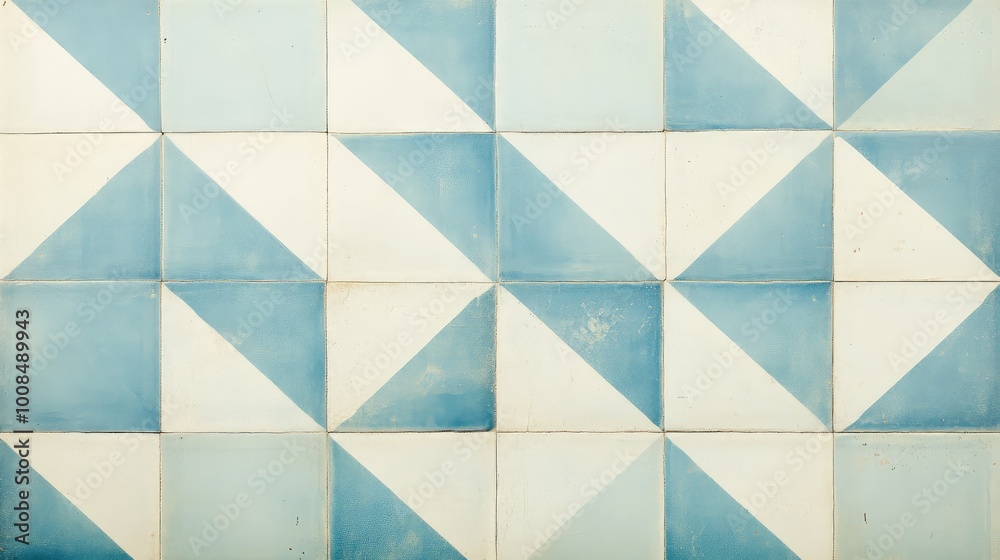 A repeating motif of squares and triangles in alternating shades of light blue and cream, creating a playful, geometric tile design. A repeating motif of squares and triangles in alternating shades of light blue and cream, creating a playful, geometric tile design.