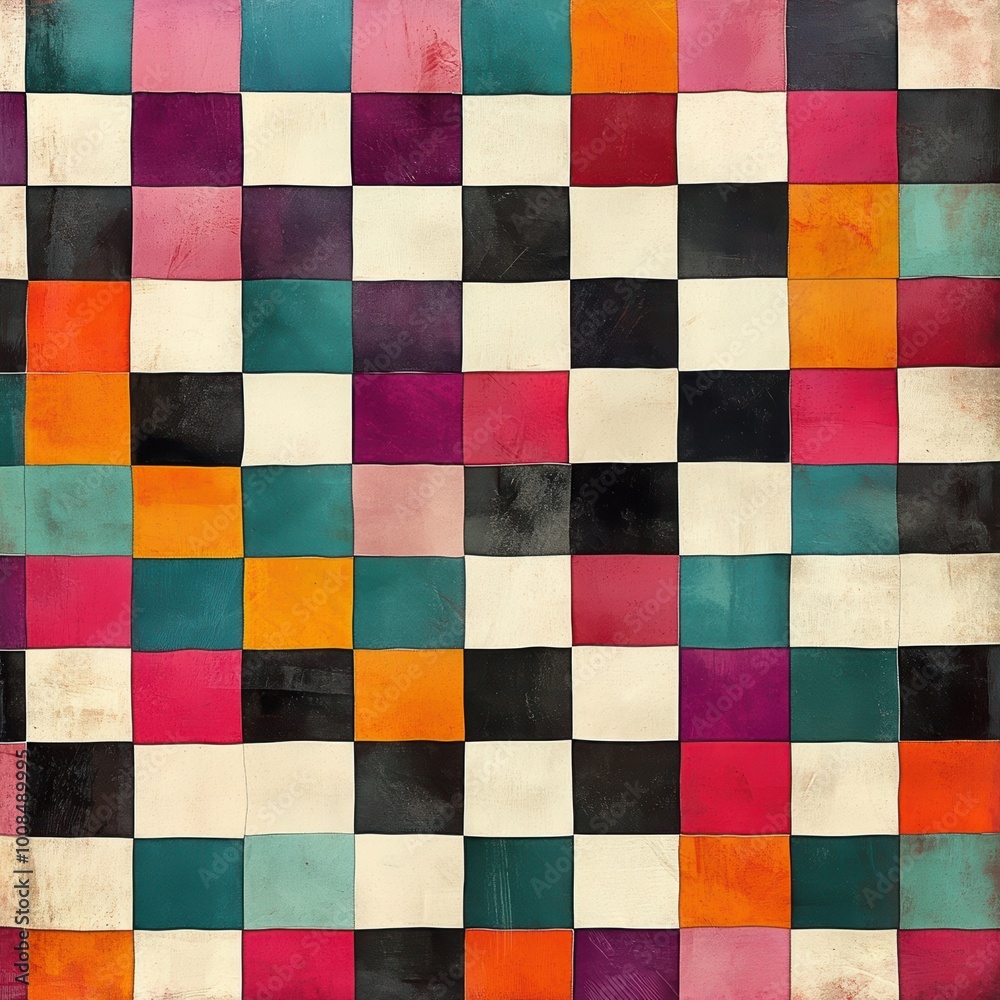 Bold Checkerboard Pattern in Bright Colors