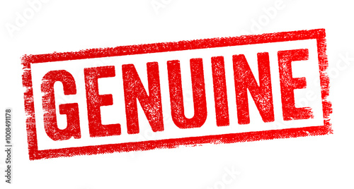 Genuine - is an adjective that describes something as being real, authentic, or sincere, text concept stamp