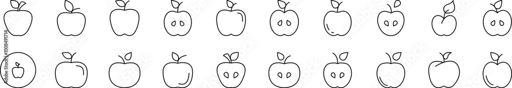 Fototapeta premium Apple Pack of Thin Icons. Editable Stroke. Suitable for Web Sites, Books, Cards, Apps