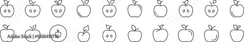 Apple Related Icon Set. Editable Stroke. Suitable for Web Sites, Books, Cards, Apps