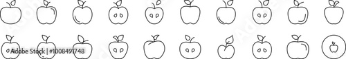 Apple Icon Set for UI, Placards, Books, Apps. Editable Stroke. Suitable for Web Sites, Books, Cards, Apps