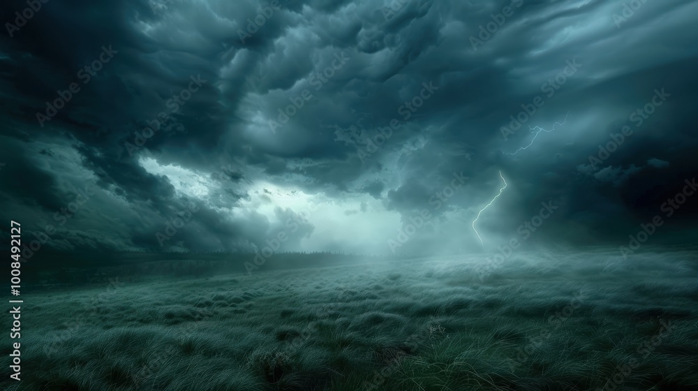 Dark Storm Clouds Over Vast Landscape