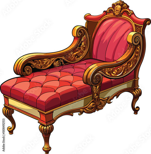 Victorian rosewood chaise 3d wood furniture vector design