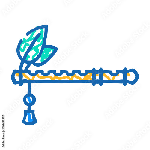 krishna flute hinduism doodle icon sketch vector. krishna flute hinduism sign. isolated symbol illustration