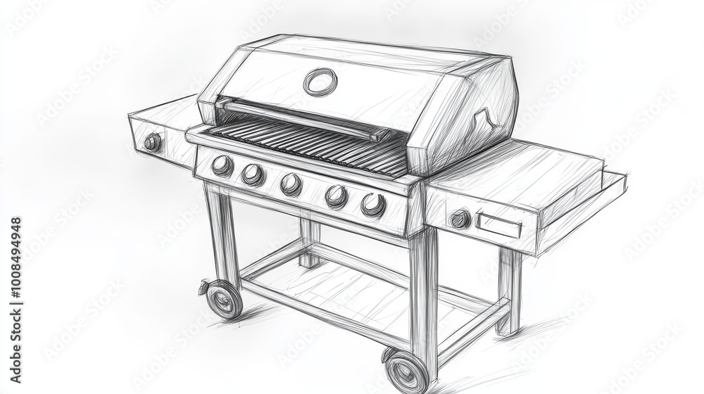 Obraz premium A basic drawing of a grill.