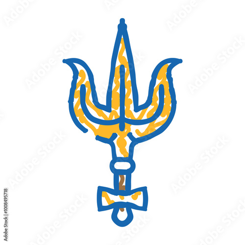 shiva trident trishul doodle icon sketch vector. shiva trident trishul sign. isolated symbol illustration