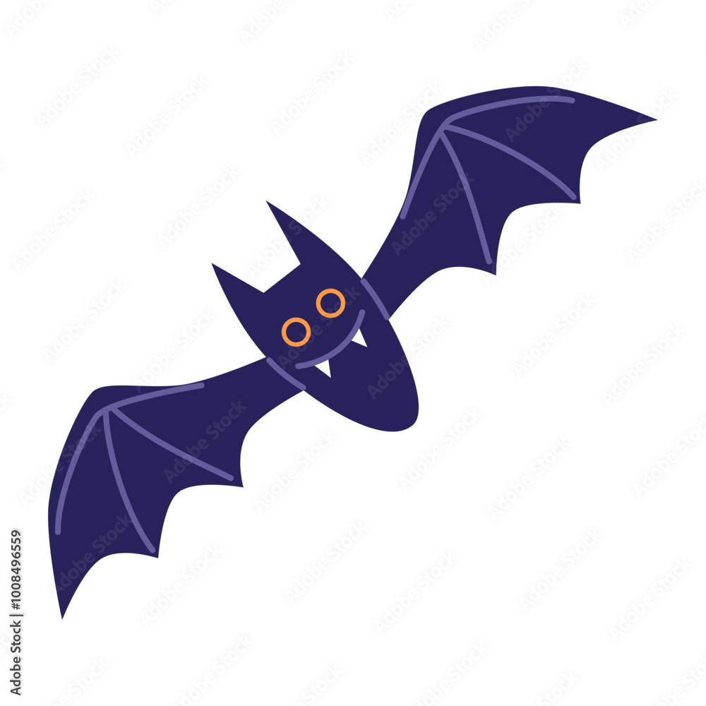 Fototapeta premium Halloween cute bat. Spooky festive element. Vector illustration in flat style