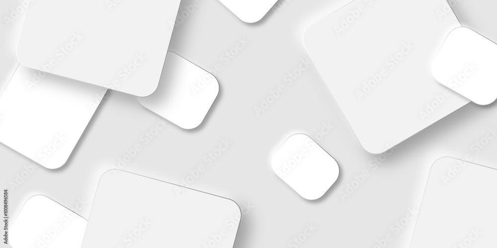 Abstract white rectangle shape geometric line background. abstract seamless modern white and gray color technology concept geometric rectangle vector background neomorphism style poster, banner design