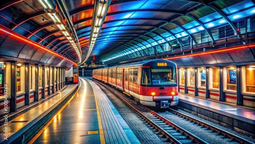 Efficient Public Transportation System in Vienna with U-Bahn Underground Subway Train Station Scene