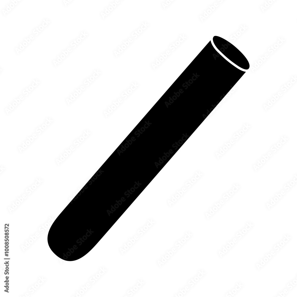 Black silhouette of tube chemical flask, glyph icon flat vector Black silhouette of tube chemical flask, glyph icon flat vector
