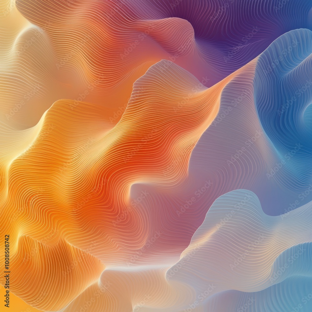 Abstract Wavy Patterns in Warm and Cool Tones Abstract Wavy Patterns in Warm and Cool Tones