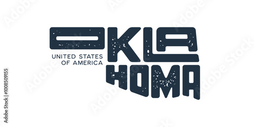 Oklahoma. Hand drawn USA state name silhouette on white background. Modern typography for t shirt prints, posters, stickers, cards, souvenirs. Vector vintage illustration.