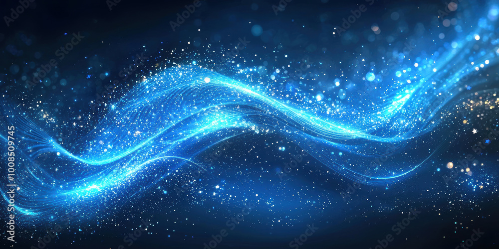 Fototapeta premium beautiful abstract wave technology background with blue light digital effect corporate concept
