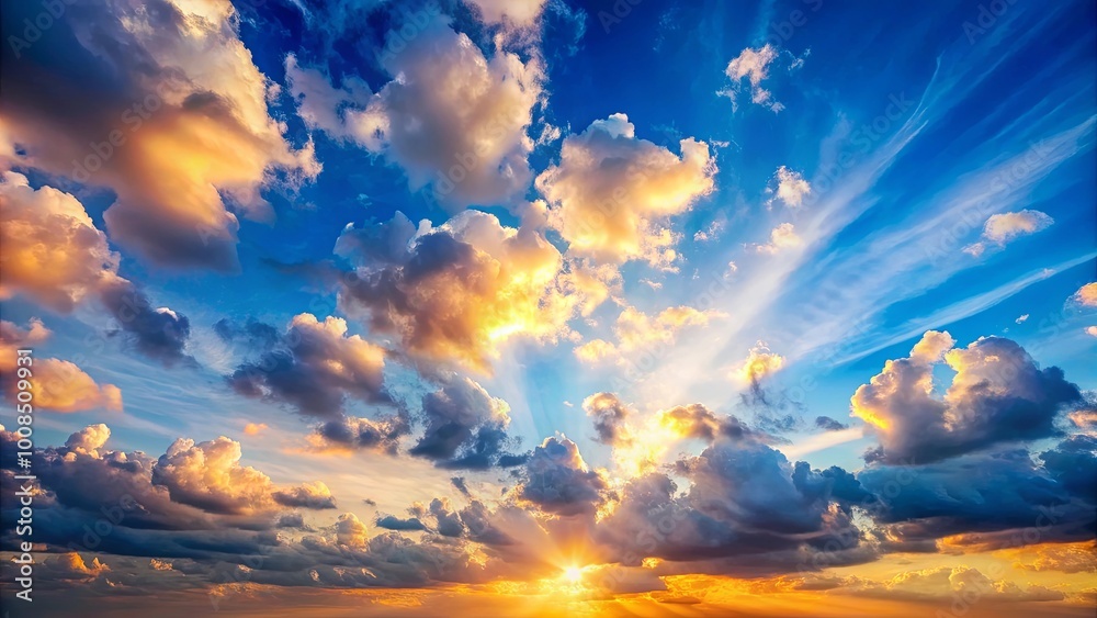 A symphony of golden and azure hues dance across the canvas of the sky, where celestial rays pierce through a tapestry of clouds, creating a breathtaking spectacle of nature's artistry. A symphony of golden and azure hues dance across the canvas of the sky, where celestial rays pierce through a tapestry of clouds, creating a breathtaking spectacle of nature's artistry.