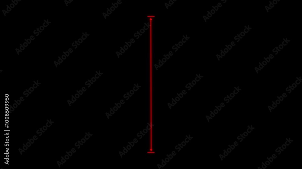 Measuring distance length line animation on black background, vertical line measuring length animation with alpha channel. Measuring distance length line animation on black background, vertical line measuring length animation with alpha channel.