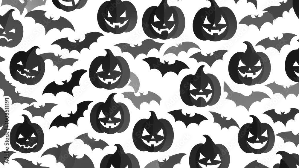 Stop-motion animation, background with pumpkins and bats of different sizes, abstract scary horror background for Halloween Stop-motion animation, background with pumpkins and bats of different sizes, abstract scary horror background for Halloween